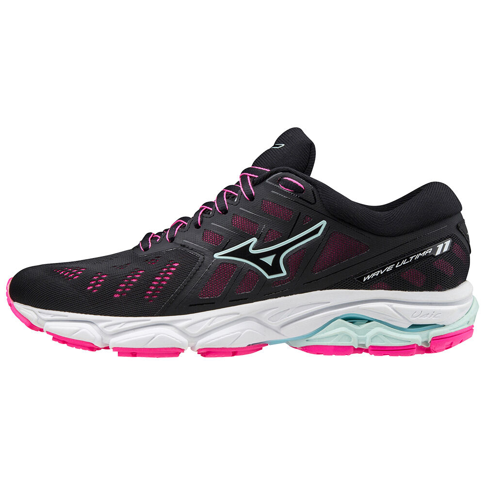 Zapatillas Running Mizuno Wave Ultima 11 Mujer Negras/Turquesa Claro/Rosas Baratas JFNM-43921